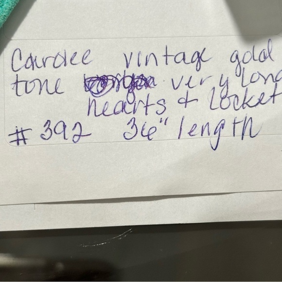 Carolee puff heart heart locket gold tone long tassel style link necklace - Picture 5 of 5